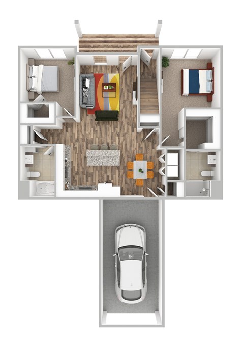 Floor plan for 2 beds, 2 baths, 1161 sqft